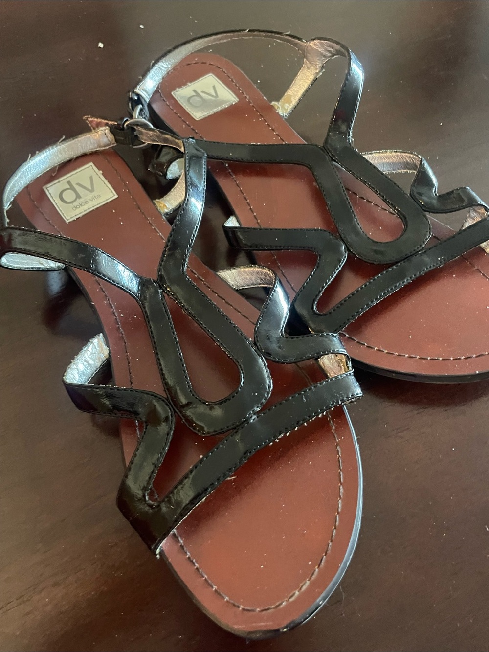 DV by Dolce Vita Black Patent Strappy Sandals